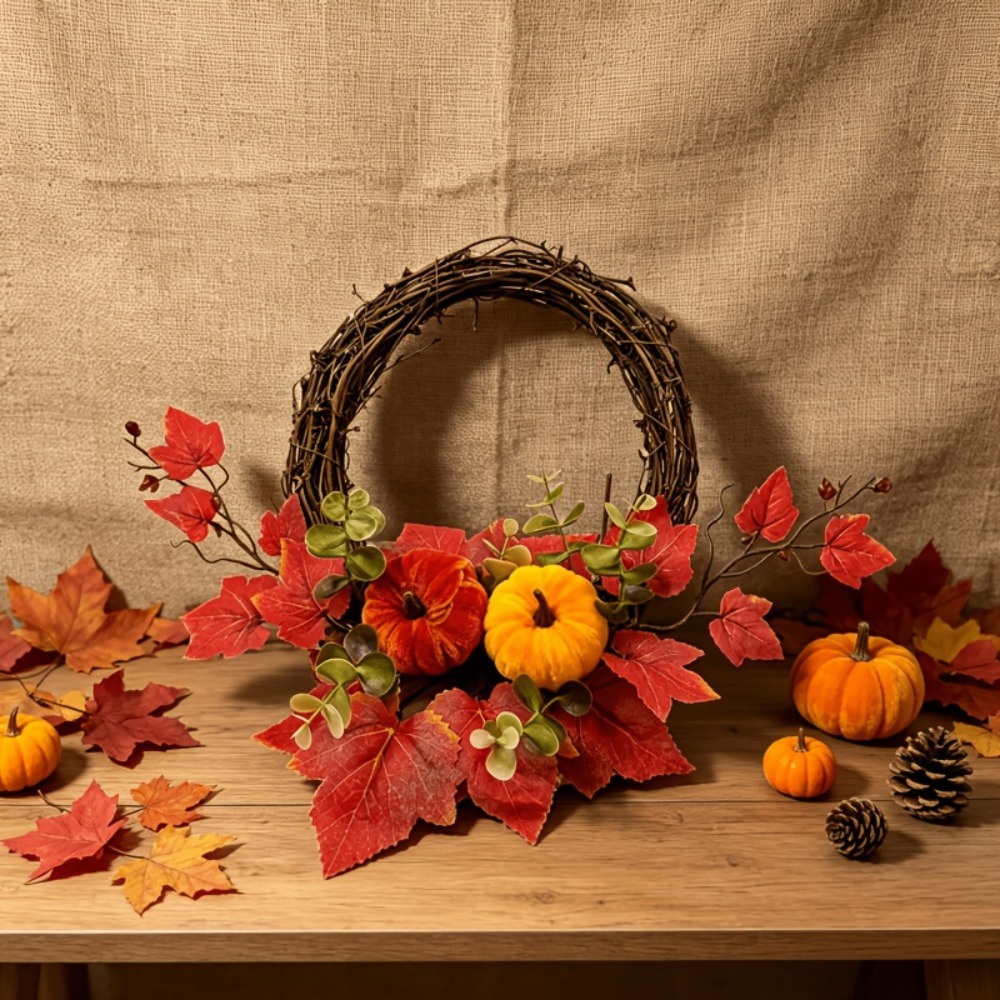 1pc Autumn Faux Red Maple Leaf - đánh giá và giá Eucalyptus Preserved