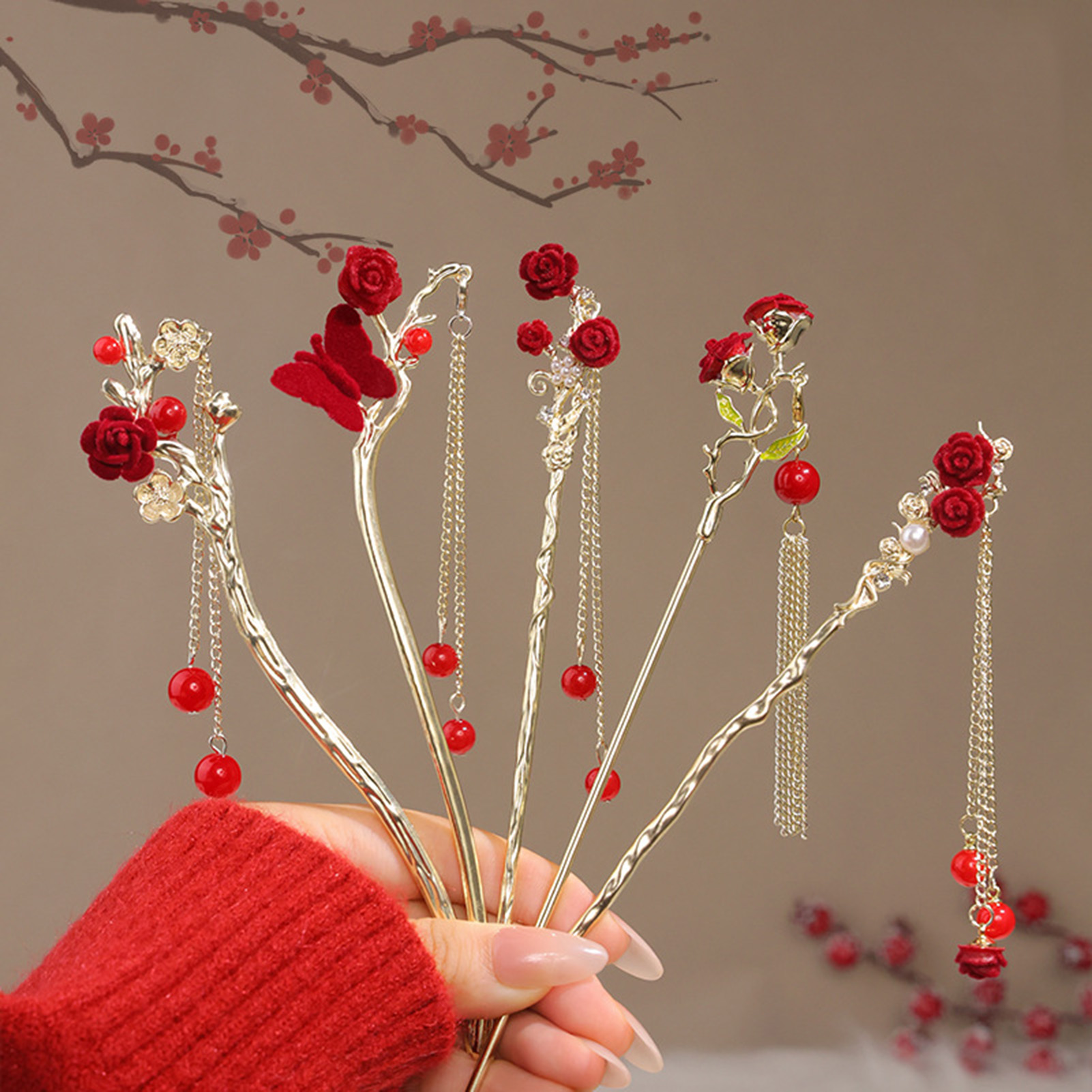 Chinese Style Rose Flower Hair - đánh giá và giá Supply Florist